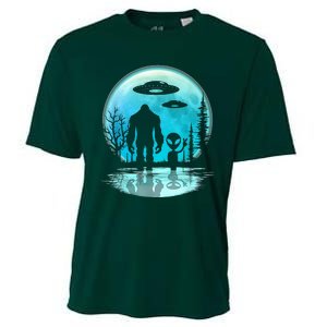 Alien And Bigfoot Moon  Cooling Performance Crew T-Shirt