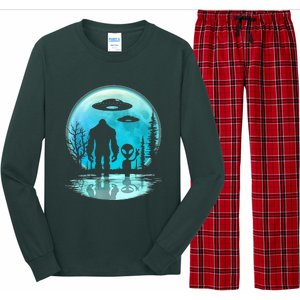 Alien And Bigfoot Moon  Long Sleeve Pajama Set