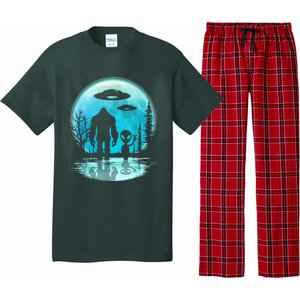 Alien And Bigfoot Moon  Pajama Set