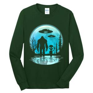 Alien And Bigfoot Moon  Tall Long Sleeve T-Shirt