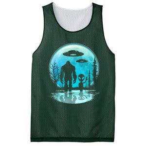 Alien And Bigfoot Moon  Mesh Reversible Basketball Jersey Tank