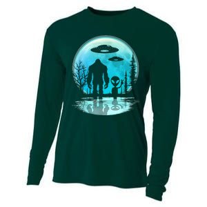 Alien And Bigfoot Moon  Cooling Performance Long Sleeve Crew