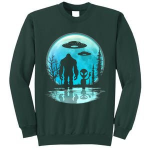 Alien And Bigfoot Moon  Tall Sweatshirt