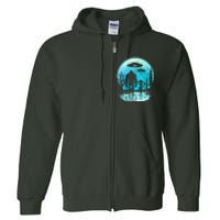 Alien And Bigfoot Moon  Full Zip Hoodie