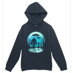 Alien And Bigfoot Moon  Urban Pullover Hoodie