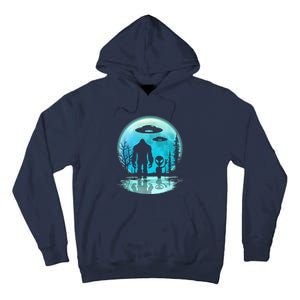 Alien And Bigfoot Moon  Tall Hoodie