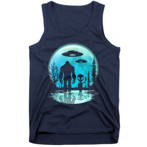 Alien And Bigfoot Moon  Tank Top