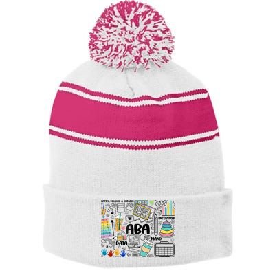 Aba Applied Behavior Analysis Bcba Behavior Analyst Autism Stripe Pom Pom Beanie