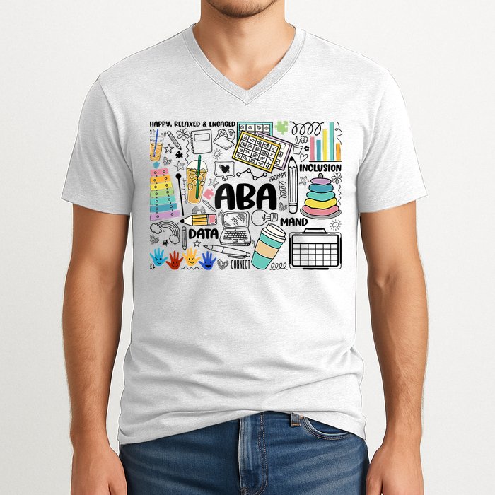Aba Applied Behavior Analysis Bcba Behavior Analyst Autism V-Neck T-Shirt