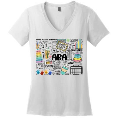 Aba Applied Behavior Analysis Bcba Behavior Analyst Autism Women's V-Neck T-Shirt