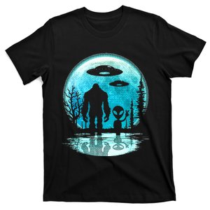 Alien And Bigfoot Moon T-Shirt