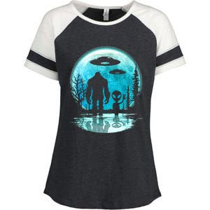 Alien And Bigfoot Moon Enza Ladies Jersey Colorblock Tee