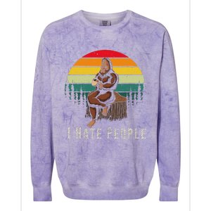 Alien And Bigfoot I Hate People Funny Sasquatch Colorblast Crewneck Sweatshirt