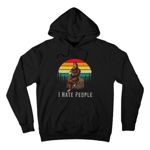 Alien And Bigfoot I Hate People Funny Sasquatch Hoodie