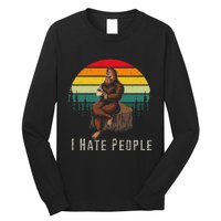 Alien And Bigfoot I Hate People Funny Sasquatch Long Sleeve Shirt