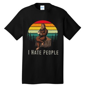 Alien And Bigfoot I Hate People Funny Sasquatch Tall T-Shirt