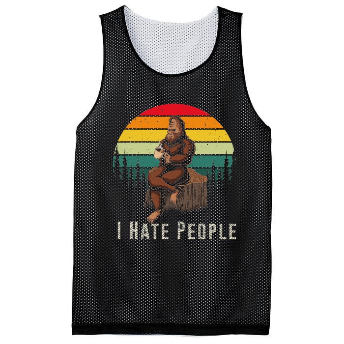 Alien And Bigfoot I Hate People Funny Sasquatch Mesh Reversible Basketball Jersey Tank