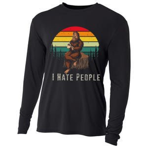 Alien And Bigfoot I Hate People Funny Sasquatch Cooling Performance Long Sleeve Crew