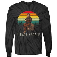 Alien And Bigfoot I Hate People Funny Sasquatch Tie-Dye Long Sleeve Shirt