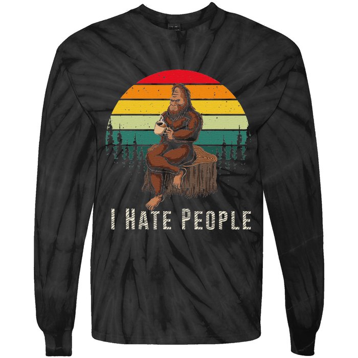 Alien And Bigfoot I Hate People Funny Sasquatch Tie-Dye Long Sleeve Shirt