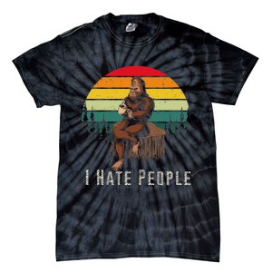 Alien And Bigfoot I Hate People Funny Sasquatch Tie-Dye T-Shirt