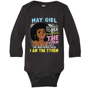 African American birthday queen Afro American birthday May Baby Long Sleeve Bodysuit