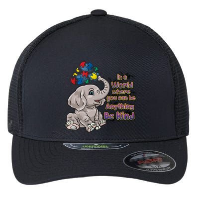 Autism Awareness Be Kind Elephant Puzzle Teacher Mom Funny Gift Flexfit Unipanel Trucker Cap