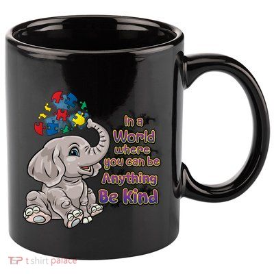 Autism Awareness Be Kind Elephant Puzzle Teacher Mom Funny Gift 11oz C Handle Ceramic Mug