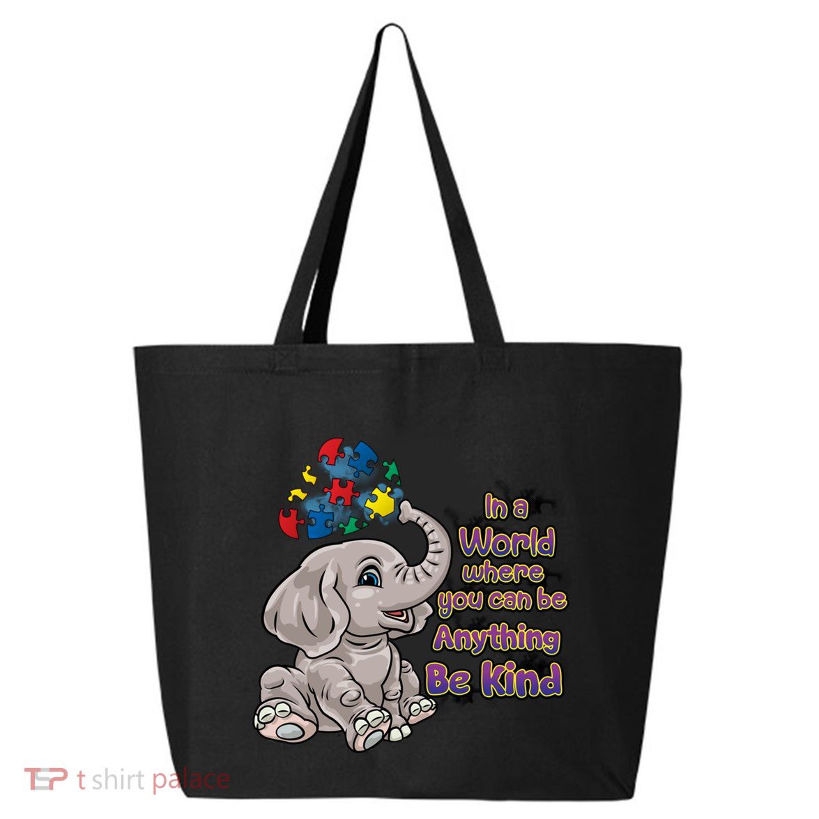 Autism Awareness Be Kind Elephant Puzzle Teacher Mom Funny Gift 25L Jumbo Tote