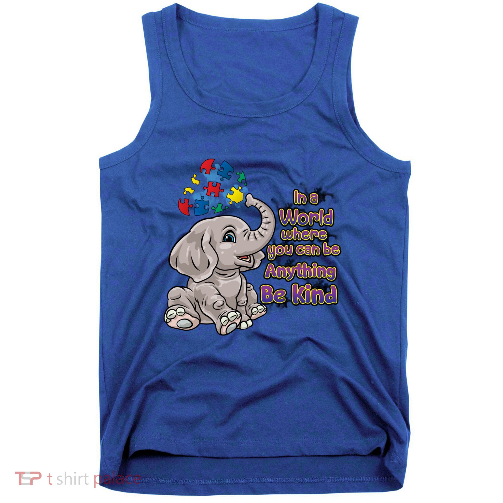 Autism Awareness Be Kind Elephant Puzzle Teacher Mom Funny Gift Tank Top