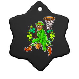 African American Black Leprechaun Basketball St Patricks Day Gift Ceramic Star Ornament