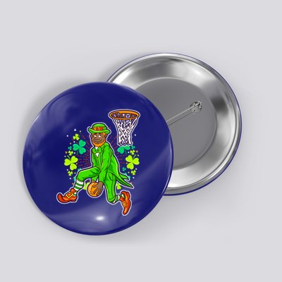 African American Black Leprechaun Basketball St Patricks Day Gift Button