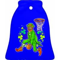 African American Black Leprechaun Basketball St Patricks Day Gift Ceramic Bell Ornament