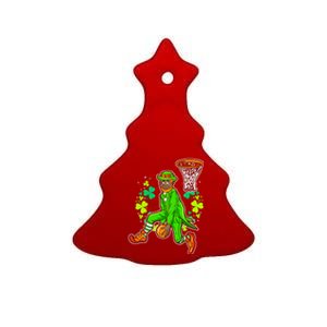 African American Black Leprechaun Basketball St Patricks Day Gift Ceramic Tree Ornament