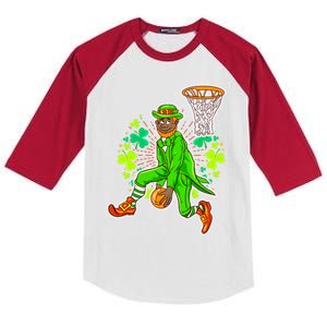 African American Black Leprechaun Basketball St Patricks Day Gift Kids Colorblock Raglan Jersey