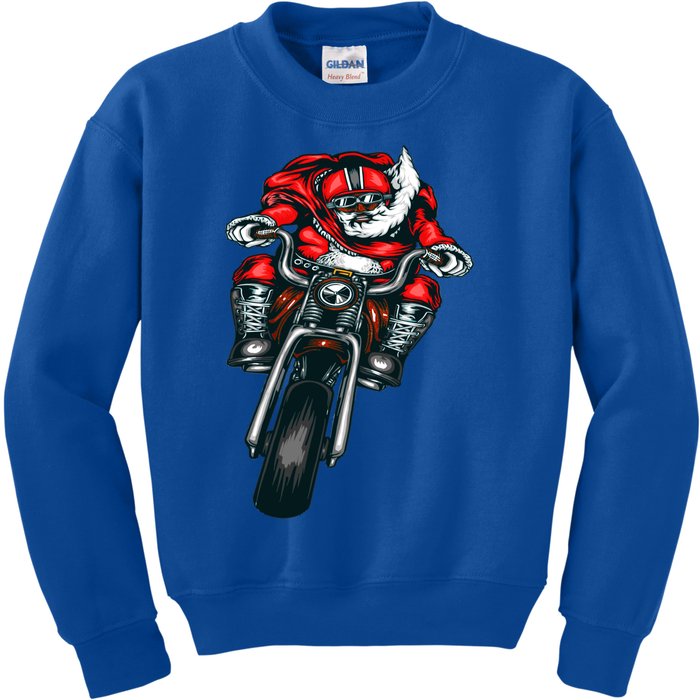 African American Black Biker Santa Claus Christmas Gift Kids Sweatshirt