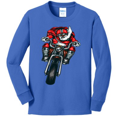 African American Black Biker Santa Claus Christmas Gift Kids Long Sleeve Shirt