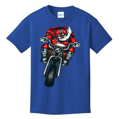 African American Black Biker Santa Claus Christmas Gift Kids T-Shirt