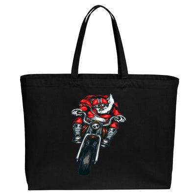 African American Black Biker Santa Claus Christmas Gift Cotton Canvas Jumbo Tote