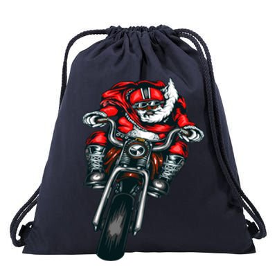 African American Black Biker Santa Claus Christmas Gift Drawstring Bag