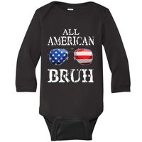 All American Bruh 4th Of July Boy Patriotic Teens Baby Long Sleeve Bodysuit