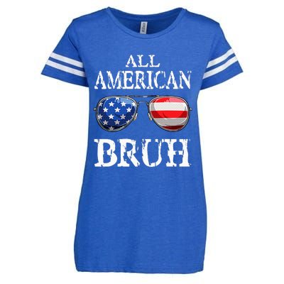 All American Bruh 4th Of July Boy Patriotic Teens Enza Ladies Jersey Football T-Shirt