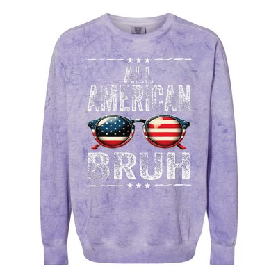 All American Bruh 4th Of July Teen Patriotic Colorblast Crewneck Sweatshirt