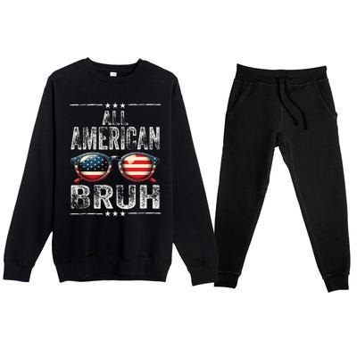 All American Bruh 4th Of July Teen Patriotic Premium Crewneck Sweatsuit Set