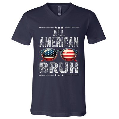 All American Bruh 4th Of July Teen Patriotic V-Neck T-Shirt