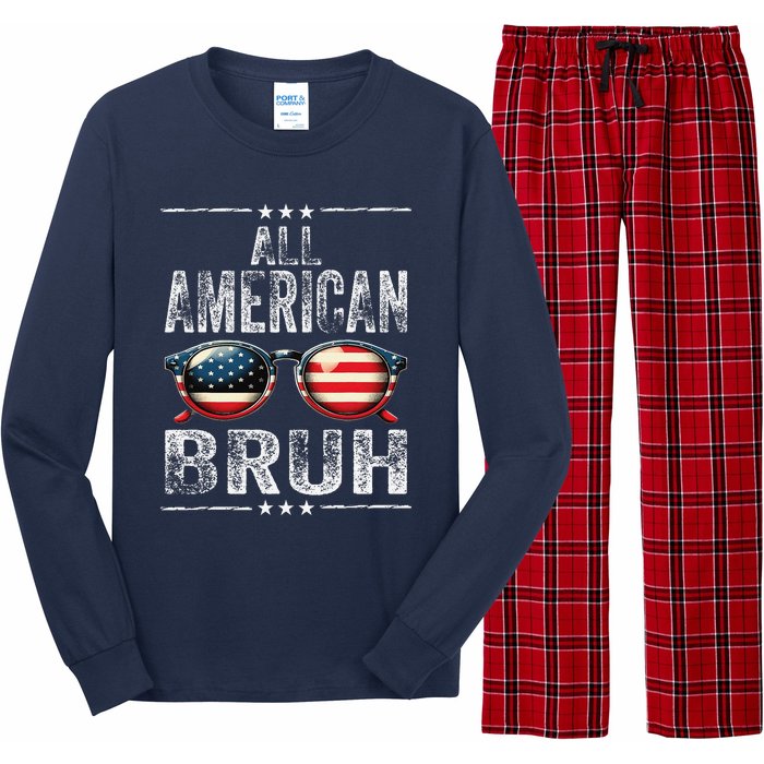 All American Bruh 4th Of July Teen Patriotic Long Sleeve Pajama Set