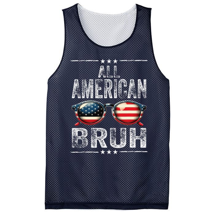 All American Bruh 4th Of July Teen Patriotic Mesh Reversible Basketball Jersey Tank