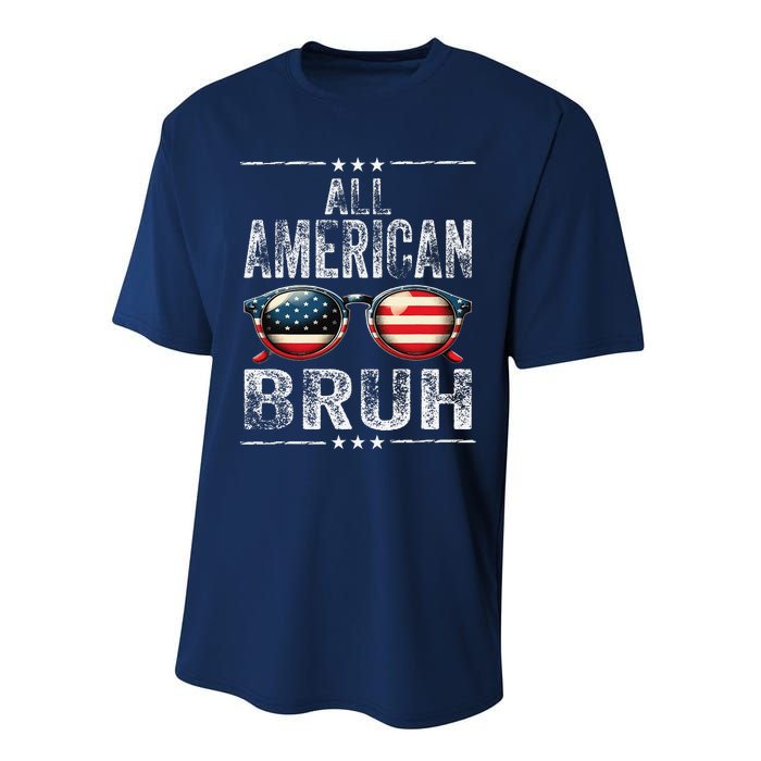 All American Bruh 4th Of July Teen Patriotic Performance Sprint T-Shirt