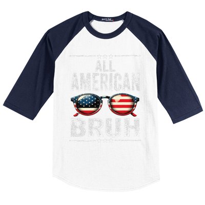 All American Bruh 4th Of July Teen Patriotic Baseball Sleeve Shirt