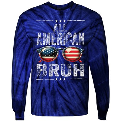 All American Bruh 4th Of July Teen Patriotic Tie-Dye Long Sleeve Shirt